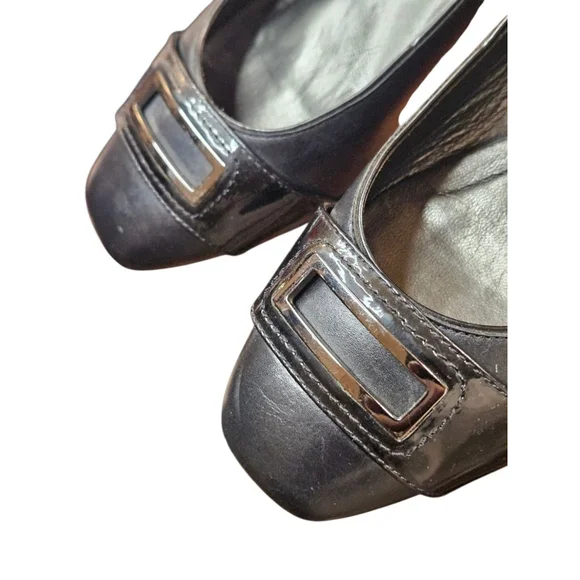 Cole Haan Black Leather Flats with Silver Buckle Size 7.5 - Picture 13 of 16